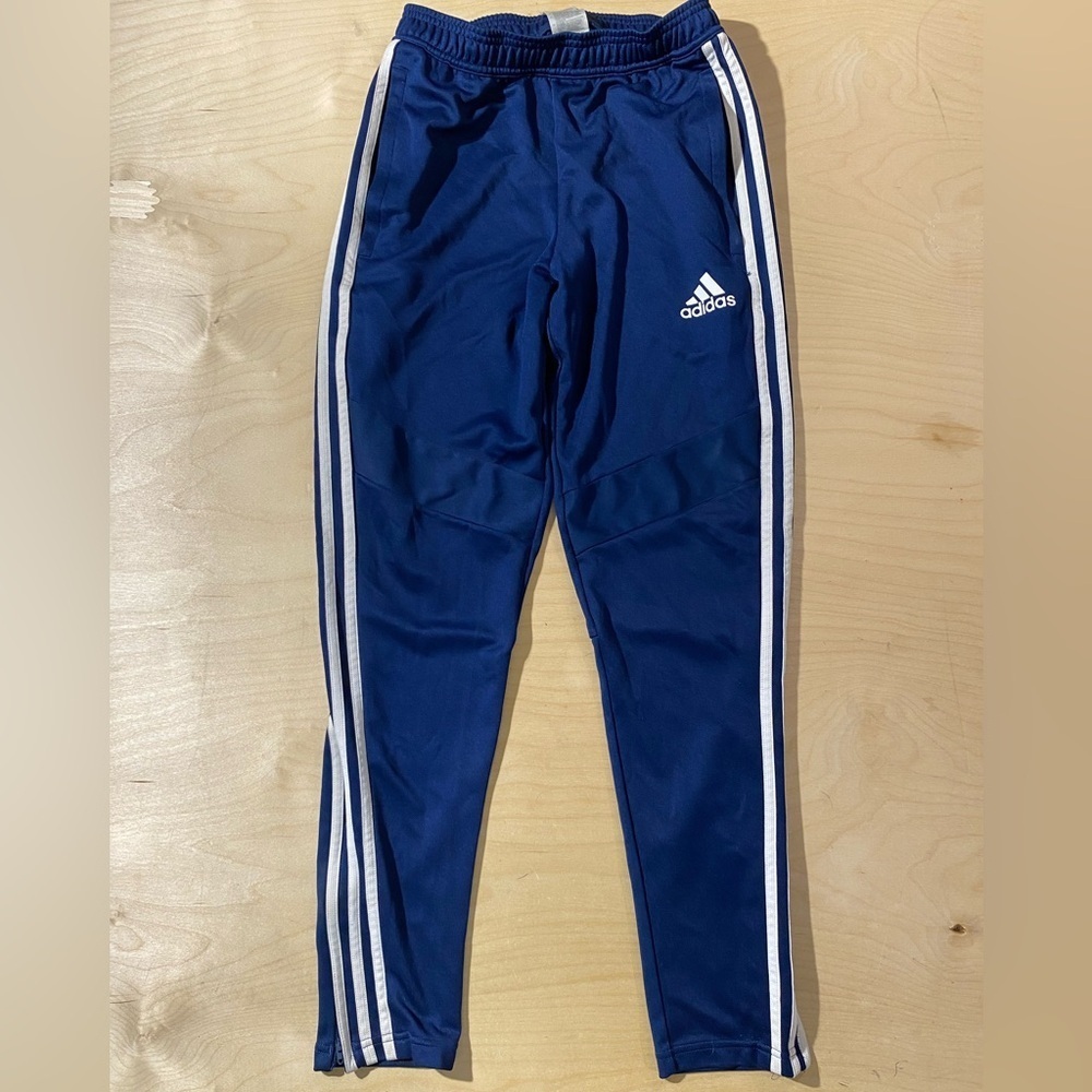 adidas Men's Blue Track Pants with White Stripes